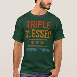 Womens Triple Blessed Grandma Of Three Grandkids G T Shirt