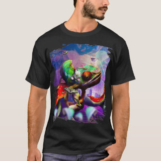 Womens Trippy Psychedelic Chameleon Lizard on Mush T Shirt