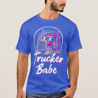 Womens Trucker Babe Lastbil Driver Asphalt Cowboy  T Shirt