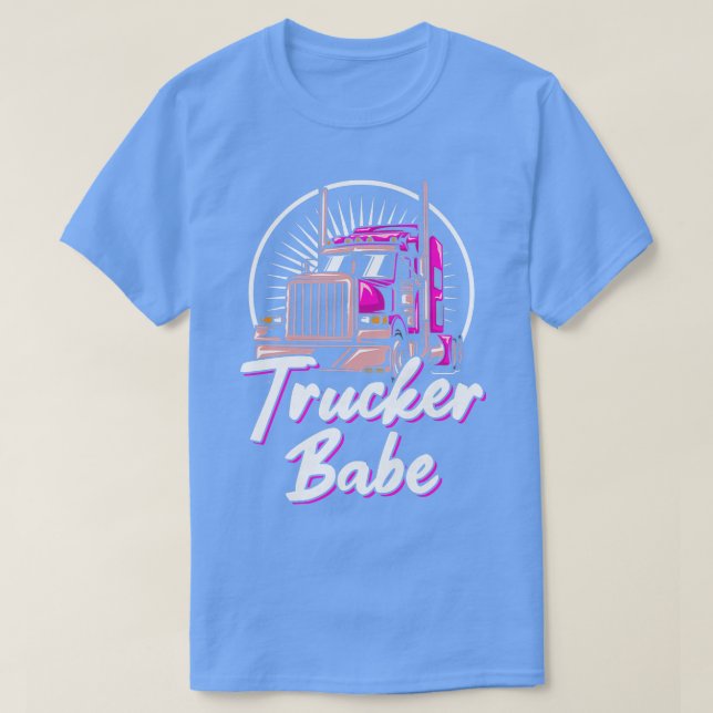 Womens Trucker Babe Lastbil Driver Asphalt Cowboy  T Shirt (Design framsida)