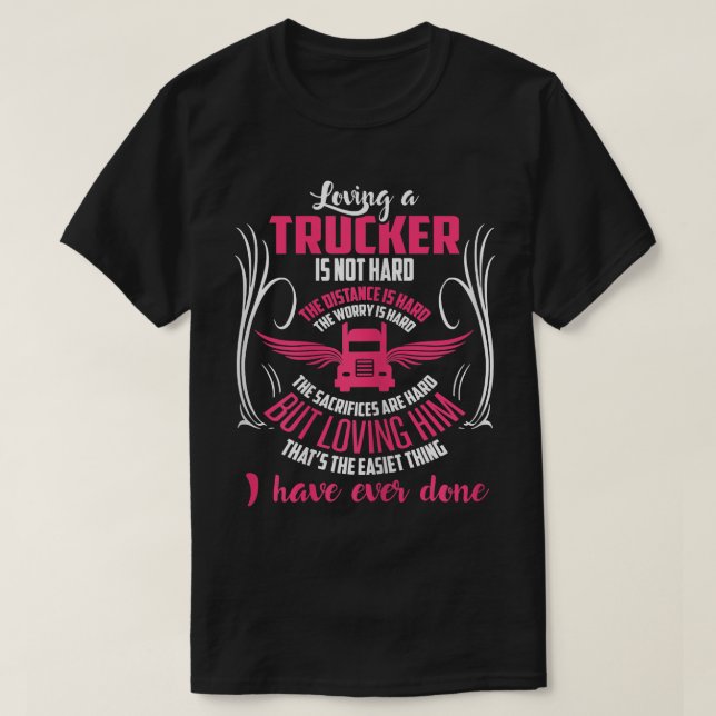 Womens Trucker Lastbil Driver Girlkompis Wife T Sh T Shirt (Design framsida)