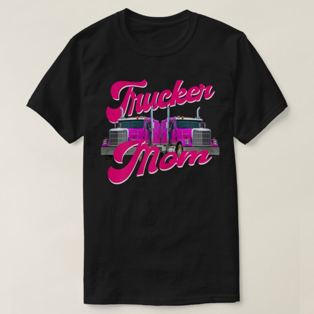 Womens Trucker Mamma Lastbil-motorvägen för drivru T Shirt (Design framsida)