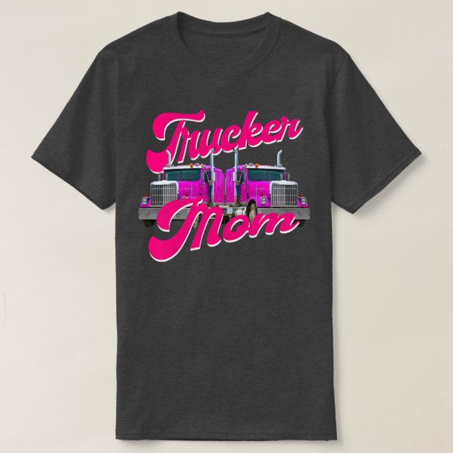 Womens Trucker Mamma Lastbil-motorvägen för drivru T Shirt (Design framsida)