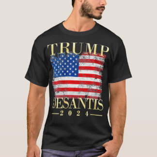 Womens Trump Desantis 2024 Vintage Flagga VNeck T Shirt