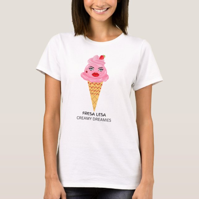 womens tshirt Fresa Lesa strawberry ice cream cone T Shirt (Framsida)