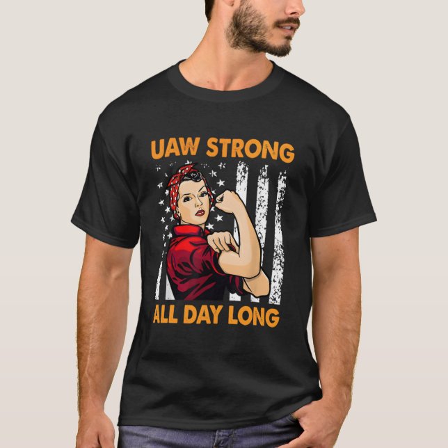 Womens Uaw Strejka Red Tee United Auto Workers Plo (Framsida)