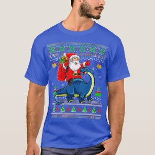 Womens Ugly Julafton Santa Riding Brontosaurus Din T Shirt