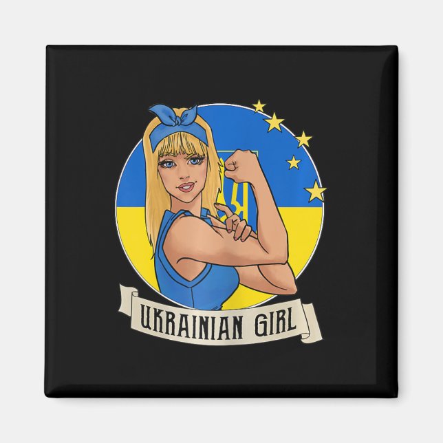 Womens Ukrainian Girl Ukraine Flag Merchandise Ukr Magnet (Framsidan)