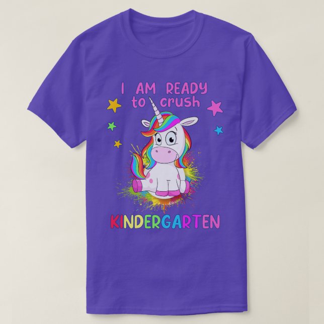 Womens unicorn kindergarten school girls Here I co T Shirt (Design framsida)