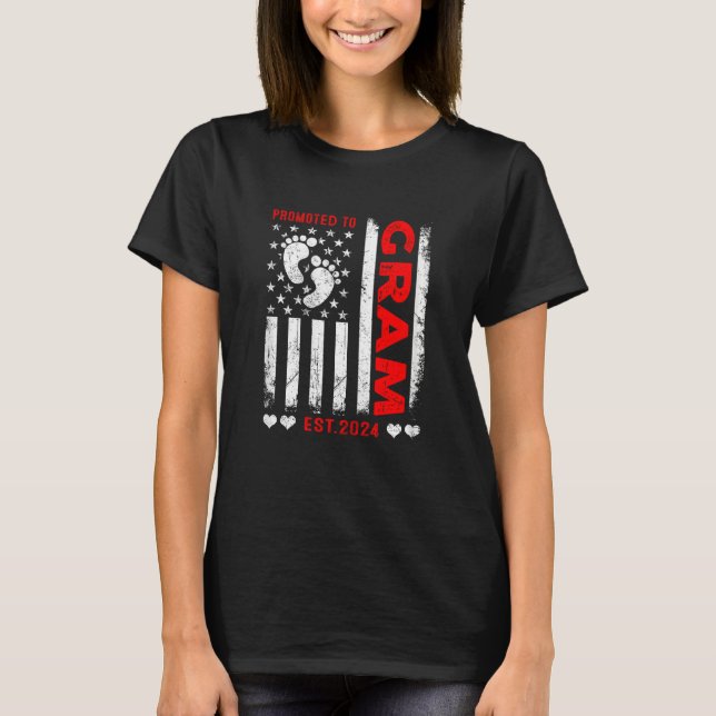 Womens US American Flag Promoted To Gram 2024 Moth T Shirt (Framsida)