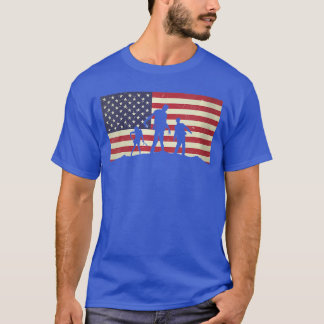 Womens USA American Flag Distressed Halloween Zomb T Shirt