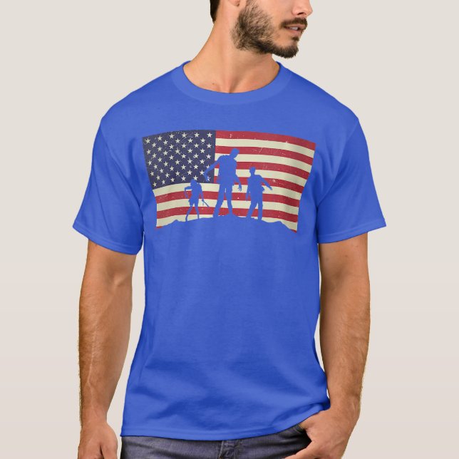 Womens USA American Flag Distressed Halloween Zomb T Shirt (Framsida)