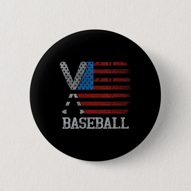Womens USA flagga Baseball Crossed Fladdermus Base Knapp (Framsida)