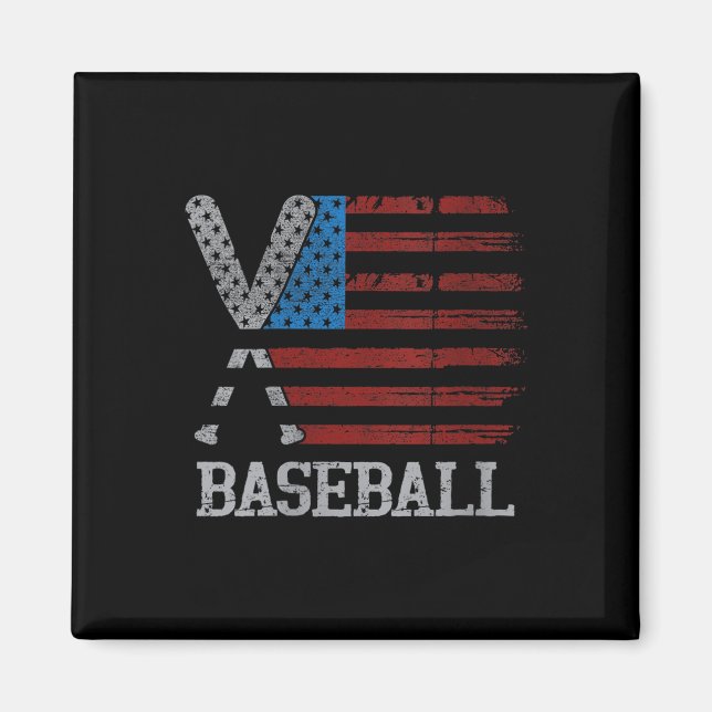 Womens USA flagga Baseball Crossed Fladdermus Base Magnet (Framsidan)