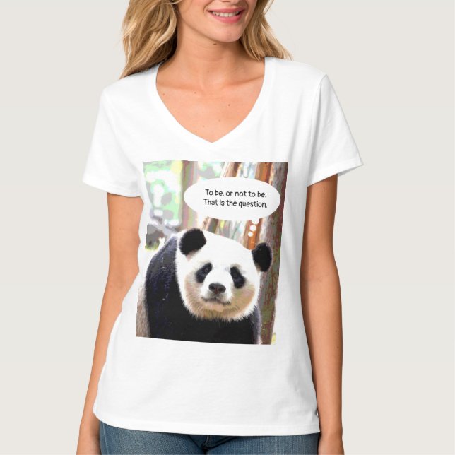 Womens V Nacke TShirts Hamlet Quote Panda Bear (Framsida)