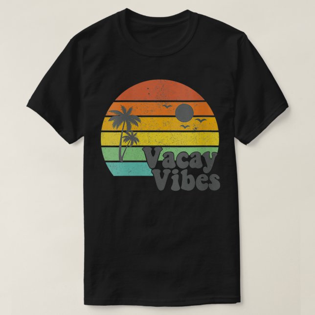 Womens Vacay Vibes Retro Beach Vacation Summer Quo T Shirt (Design framsida)