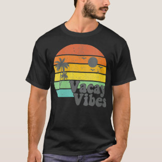 Womens Vacay Vibes Retro Beach Vacation Summer Quo T Shirt
