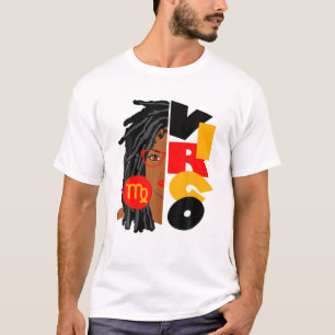 Womens Våg Girl Afro Locs Girl Zodiac Signs Birt T Shirt