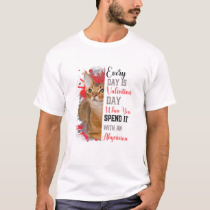 Womens Valentines day Abyssinian Cat Mamma Mor F T Shirt