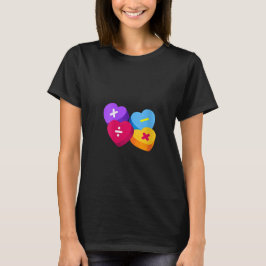 Womens Valentines Day Hearts With Math Symbols Tea T Shirt