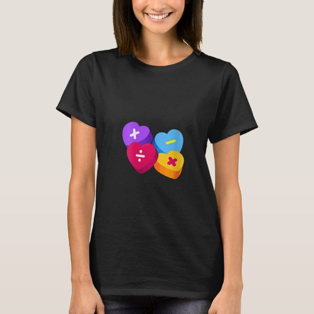 Womens Valentines Day Hearts With Math Symbols Tea T Shirt (Framsida)