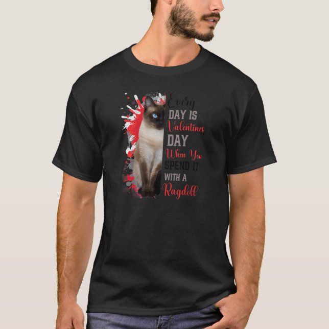 Womens Valentines day Ragdoll Cat Mamma Mor Funn T Shirt (Framsida)