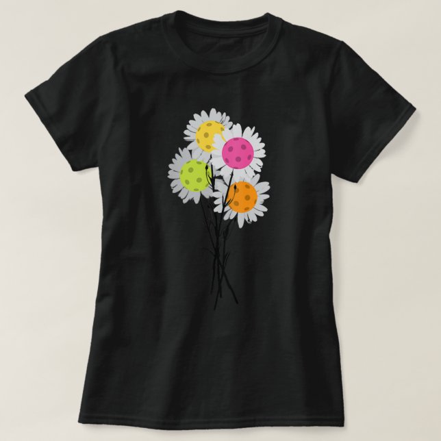 Womens Valentine's Mother's Day Pickleball Flower  T Shirt (Design framsida)