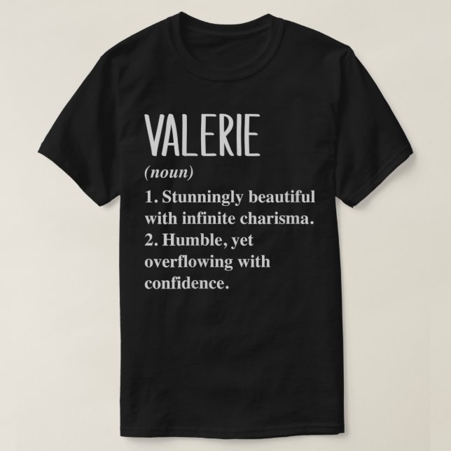 Womens Valerie First Namn Definition Personlig T Shirt (Design framsida)