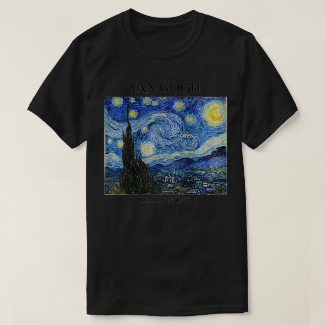 Womens Van Gogh Starry Night Impressionist Art Vin T Shirt (Design framsida)