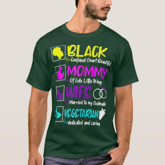 Womens Vegetarian Mors dag Cute Vegan Black Mamma T Shirt