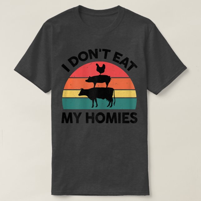 Womens Vegetarian-Shirt jag äter inte mina Homies  T Shirt (Design framsida)