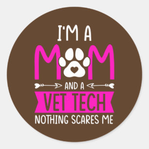 Womens Vet Tech Mamma Veterinarian Vet Tech Runt Klistermärke