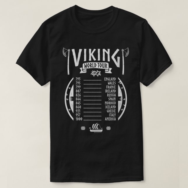 Womens Viking World Tour Data Odin & Norse Vikin T Shirt (Design framsida)
