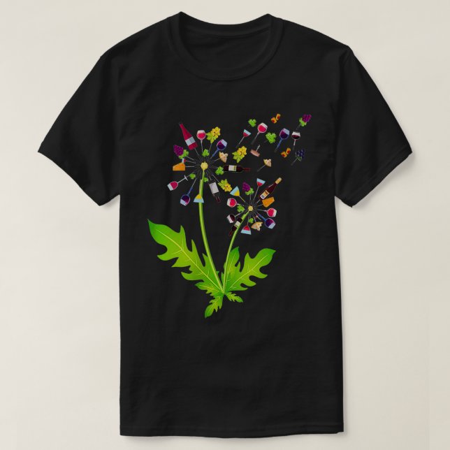 Womens Vin Dandelion Drinking Vin Rosee Vin Lov T Shirt (Design framsida)