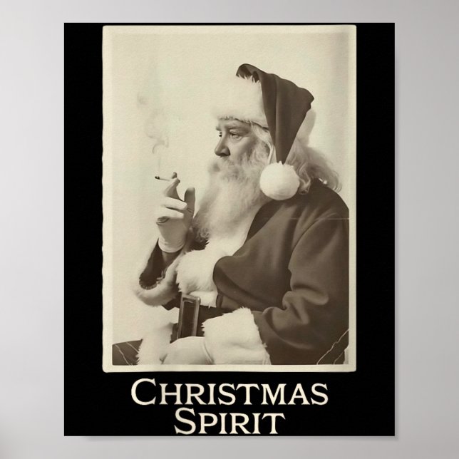Womens Vintage Funny Smoking Santa Claus Christmas Poster (Framsidan)