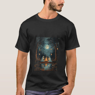 Womens Vintage Ghost Bok Reading Camping Gothic H T Shirt