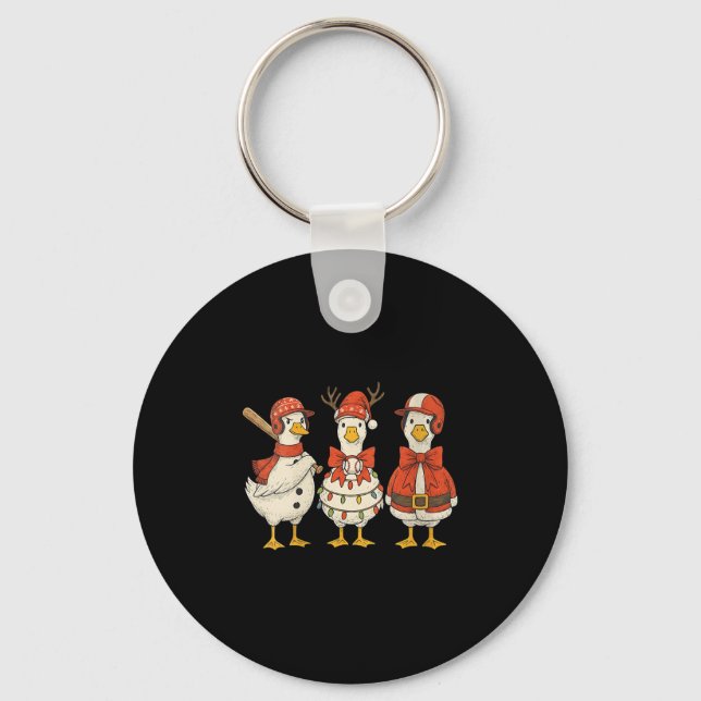 Womens Vintage jul Baseball Goose Merry Chri Nyckelring (Framsida)