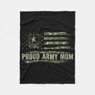 Womens Vintage Proud Army Mamma Camo American Flag Fleecefilt