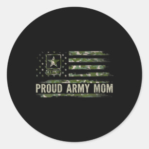 Womens Vintage Proud Army Mamma Camo American Flag Runt Klistermärke