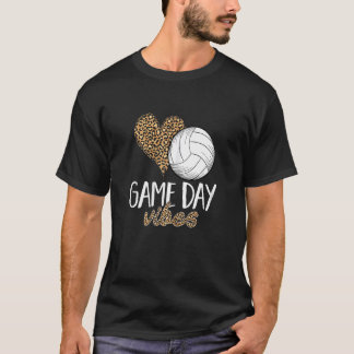 Womens Volleyball Game Day Vibes Leopard Cheetah T Shirt