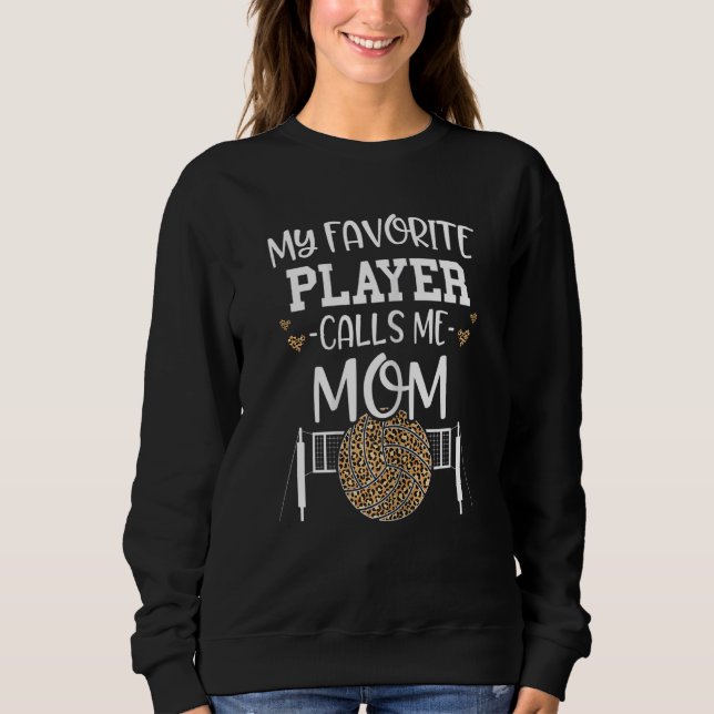 Womens Volleyball Mamma Leopard Skriv ut min favor T Shirt (Framsida)