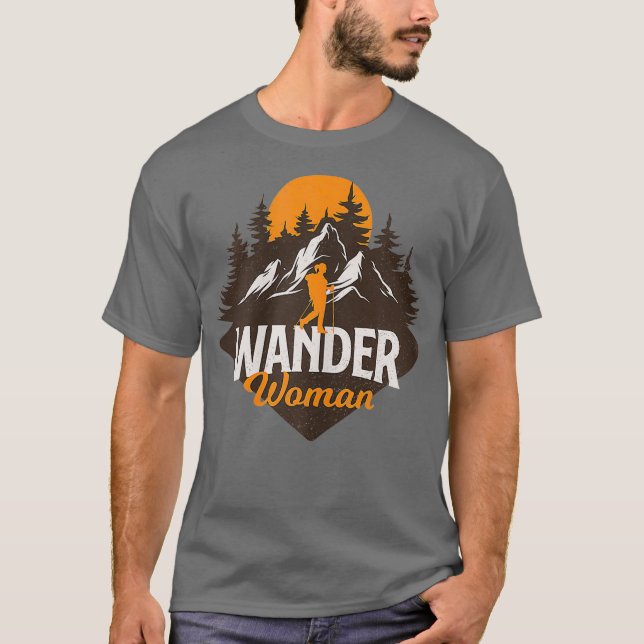 Womens Wander Woman Hiking T Shirt (Framsida)