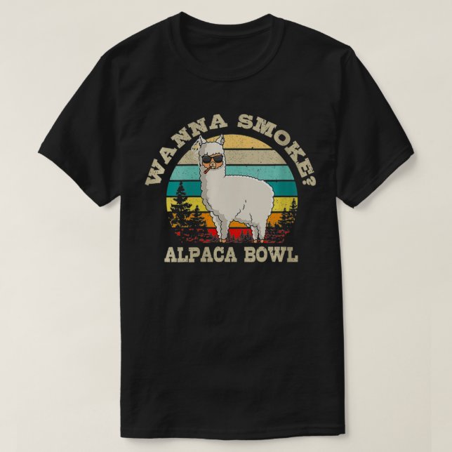 Womens Wanna Smoke Alpaca Bowl Llama Ogräs Pot Ret T Shirt (Design framsida)