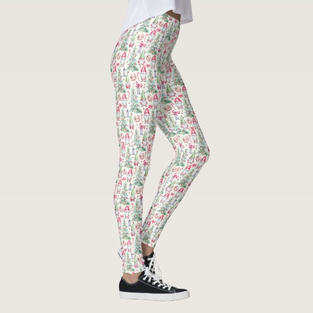  Women's Watercolor Christmas Gnomes Leggings  (Höger)