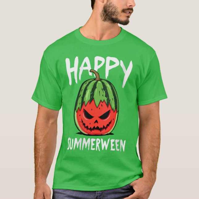 Womens Watermelon Jackolantern Summer Halloween Ha T Shirt (Framsida)