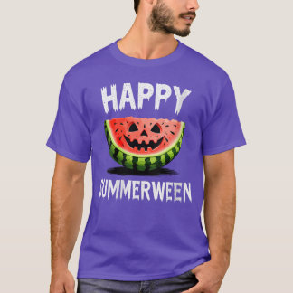 Womens Watermelon O Lantern Summer Halloween Happy T Shirt