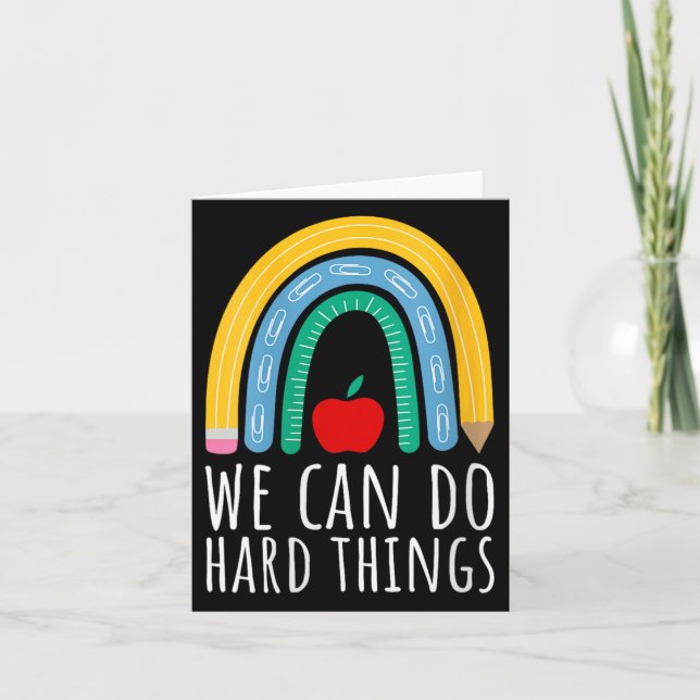 Womens We Can Do Hard Things Motivational Teacher  Kort (Framsida)