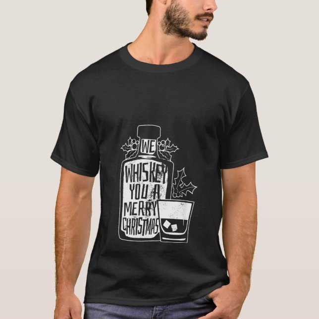 Womens We Whiskey you a God jul V-Nacke T Shirt (Framsida)