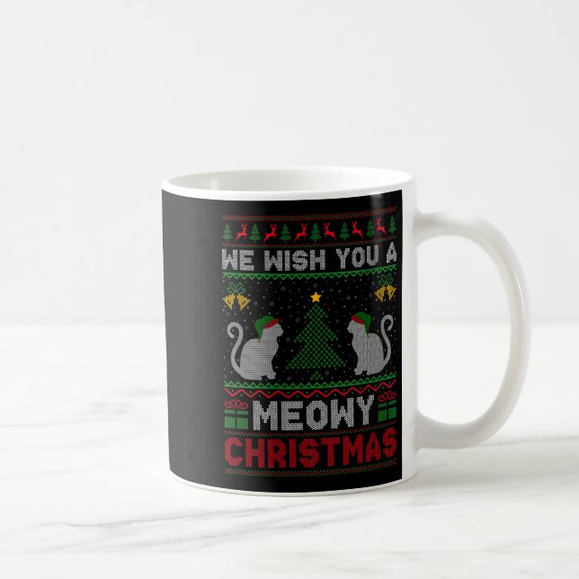 Womens We Wish You A Meowy Catmas Ugly Christmas S Kaffemugg (Höger)