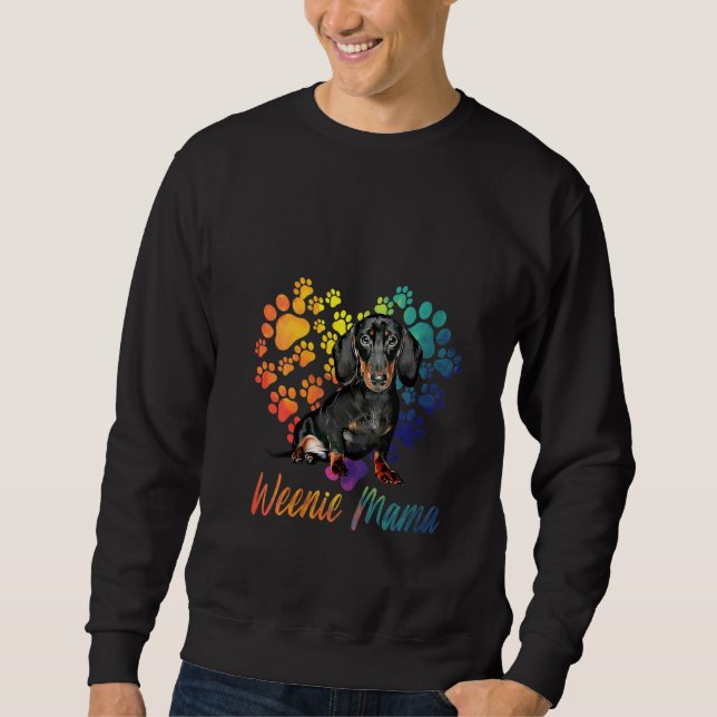 Womens Weenie Mamma Funny Dachshund Älskare Sause  Lång Ärmad Tröja (Framsida)